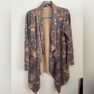 Soft Surroundings Draped Front Floral Faux Suede Jacket, Size Medium